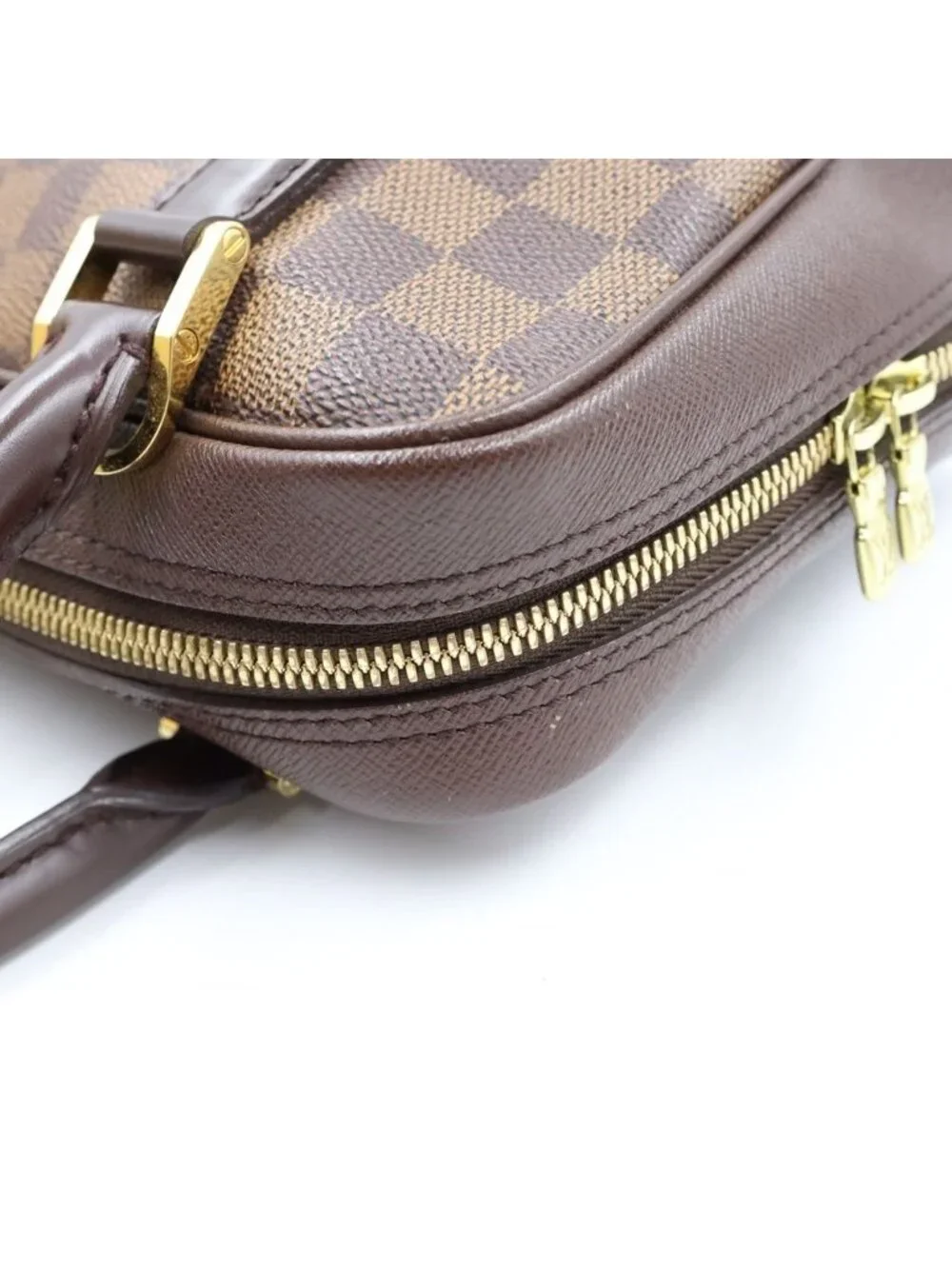Louis Vuitton Damier Brera Checker All Over Print Leather Handbag Brown